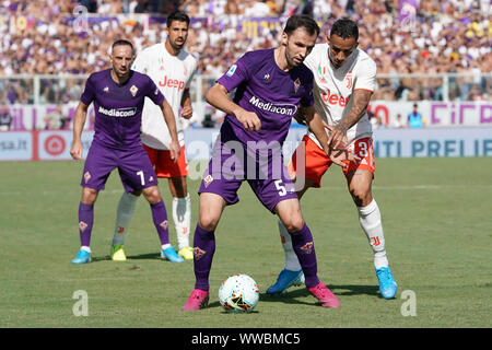 Florence, Italy. 14th Sep, 2019. Milan Badelj of ACF Fiorentina during the Serie A match between Fiorentina and Juventus at Stadio Artemio Franchi, Florence, Italy on 14 September 2019. Photo by Luca Pagliaricci. Editorial use only, license required for commercial use. No use in betting, games or a single club/league/player publications. Credit: UK Sports Pics Ltd/Alamy Live News Stock Photo