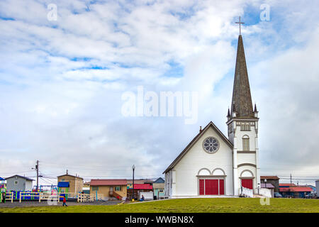 The Old St. Joseph's Hall Roman Catholic Church on the Anvil City Square in Nome, Alaska. Stock Photo