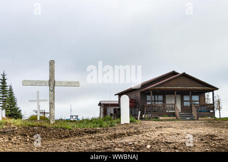 View of the main entrance at the local Cemetery in Nome, Alaska. Stock Photo