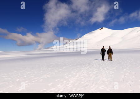 tongariro crossing in winter,mount ngauruhoe, the great walk, New Zealand Stock Photo