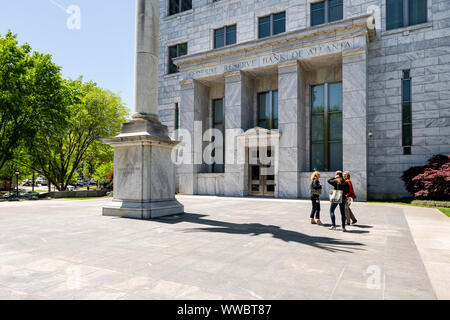 Atlanta, USA - April 20, 2018: Federal Reserve Bank of Atlanta Georgia government building entrance facade in downtown with people Stock Photo