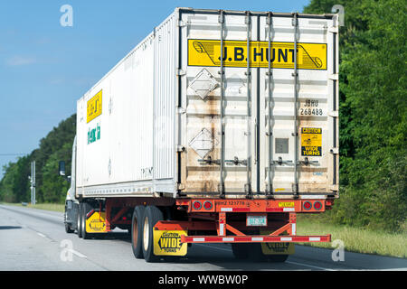 Fitzpatrick, Alabama - April 21, 2018: JB Hunt cargo transportation truck on interstate highway 85 i-85 road in Alabama Stock Photo