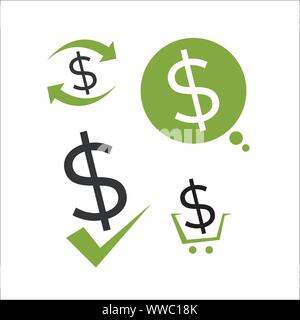 set of simple green money dollar logo design sign Icon logo vector Stock Vector