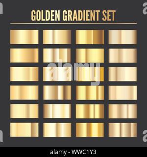 Golden Metal Realistic Gradient. Collection of Gold Pattern. Shine Gold Material Template. Vector Stock Vector