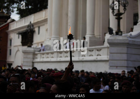 Kathmandu, Nepal. 13th Spet, 2019. Scenes on the main day of Indra Jatra festival in Kathmandu, Nepal. Sarita Khadka/Alamy Live News Stock Photo