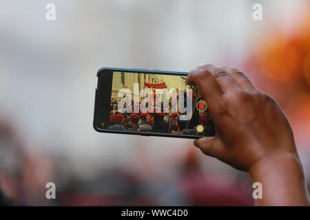 Kathmandu, Nepal. 13th Spet, 2019. Scenes on the main day of Indra Jatra festival in Kathmandu, Nepal. Sarita Khadka/Alamy Live News Stock Photo