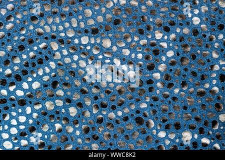 Texture of genuine blue leather with mosaic pattern surface and black and white spots. For background , backdrop, substrate Stock Photo
