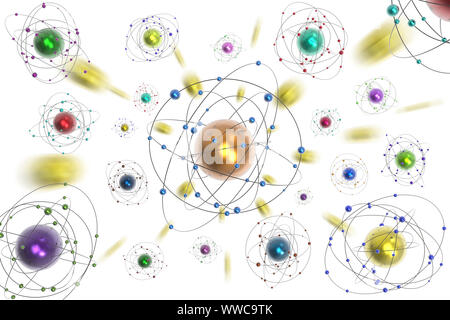 3D illustration. Abstract image. Space, atoms, planets, molecules, electrons on white background. Stock Photo