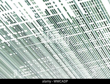 Grid, mesh with intermittent, dashed lines. Intersecting dynamic stripes. Irregular grating, lattice texture. Interlocking, criss-cross abstract geome Stock Vector