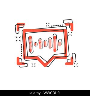 Voice recognition icon in comic style. Authentication sound vector cartoon illustration on white isolated background. Soundwave business concept splas Stock Vector