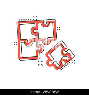 Puzzle compatible icon in comic style. Jigsaw agreement vector cartoon ...