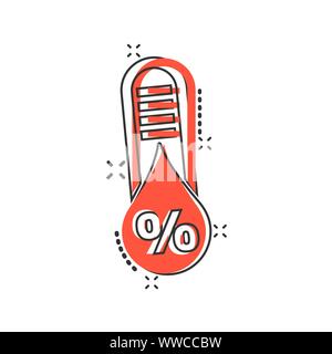 Humidity icon in comic style. Climate vector cartoon illustration on white isolated background. Temperature forecast business concept splash effect. Stock Vector