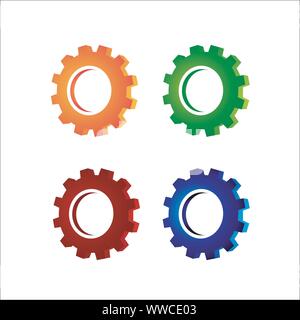set of colorful gear and cogs logo design vector illustration Stock Vector