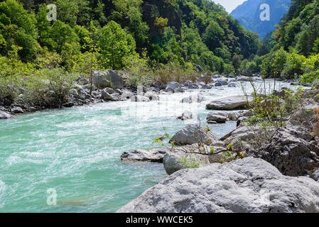 Aoos river in Konitsa, Greece Stock Photo