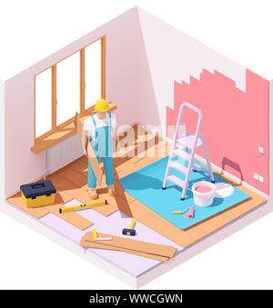 Vector isometric home renovation Stock Vector