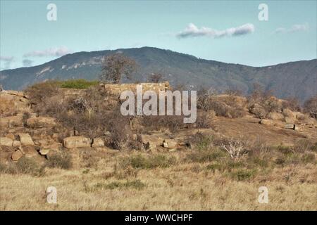 Scenery around Lionel Hill at Tsavo East National Park, Kenya, East Africa Stock Photo