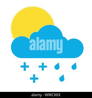 Sun appearing behind cloud, rain, plus Stock Vector