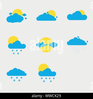 Sun appearing behind cloud set Stock Vector