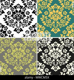 Retro vintage cover. Abstract flower. Beautiful abstract backdrop. Wallpaper baroque, damask. Damask pattern collection for fabric design. Rococo Stock Vector