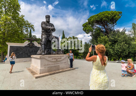 Livadia, Crimea - July 10. 2019. Monument to Tsar Alexander III, Sculptor - Andrey Kovalchuk Stock Photo