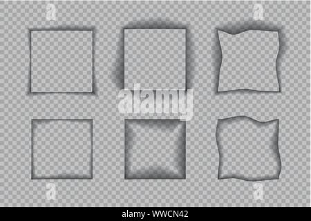Page divider with transparent shadows isolated. Pages separation vector set. Transparent shadow realistic illustration Stock Vector