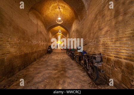 A street under arches going to the bazaar in Shiraz, Iran Stock Photo