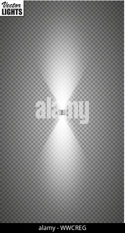 White vector spotlight light effect on transparent background. Concert ...