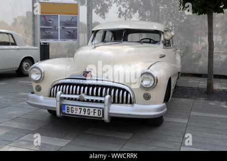 SERBIA, BELGRADE - SEPTEMBER 7, 2019: An Old timer car on display at the '24 hours of elegance' show on September 7, 2019 in Belgrade, Serbia. Stock Photo