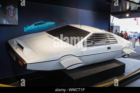 The Lotus submarine car PPW306R from the filming of The spy who loved me on display at Silverstone as part of the touring 'Bond in Motion' exhibition. Stock Photo