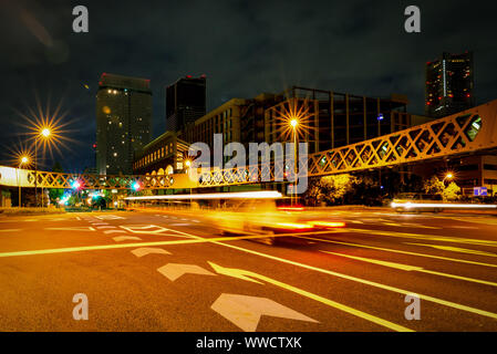 Circle walk Yokohama - Traffic blur Stock Photo