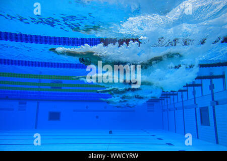 London, UK. 15 September 2019. A general view of the underwater action during MenÕs 400m Freestyle S11 Heat 1 of 2019 World Para Swimming Allianz Championships - Day 7 Heats at London Aquatics Centre on Sunday, 15 September 2019. LONDON ENGLAND. Credit: Taka G Wu/Alamy Live News Stock Photo