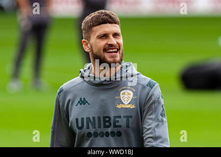 Barnsley, UK. 15th Sep, 2019. Mateusz Klich of Leeds United arrives at Oakwell. EFL Skybet championship match, Barnsley v Leeds United at Oakwell in Barnsley on Sunday 15th September 2019. this image may only be used for Editorial purposes. Editorial use only, license required for commercial use. No use in betting, games or a single club/league/player publications. pic by Lewis Mitchell/Andrew Orchard sports photography/Alamy Live news Credit: Andrew Orchard sports photography/Alamy Live News Stock Photo