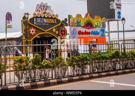 Panjim,Goa/India- August 15 2019: Buildings and commercial establishments in Panjim the capital city of Goa Stock Photo