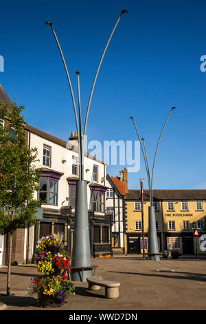 UK, County Durham, Bishop Auckland, Market Place, new lighting and paving at site to be developed by Auckland Project Stock Photo