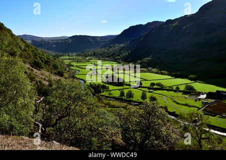 The green meadow of Seathwaite Stock Photo