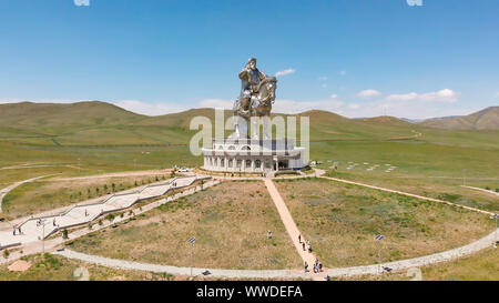 9th July, 2019: Aerial view of the Genghis Khan Equestrian Statue, Ulaanbaatar, Mongolia Stock Photo