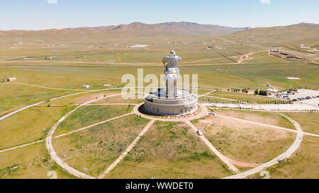 9th July, 2019: Aerial view of the Genghis Khan Equestrian Statue, Ulaanbaatar, Mongolia Stock Photo