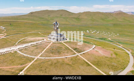 9th July, 2019: Aerial view of the Genghis Khan Equestrian Statue, Ulaanbaatar, Mongolia Stock Photo