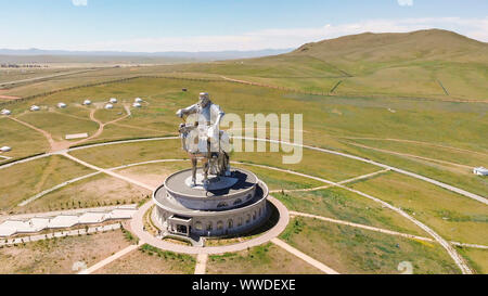 9th July, 2019: Aerial view of the Genghis Khan Equestrian Statue, Ulaanbaatar, Mongolia Stock Photo