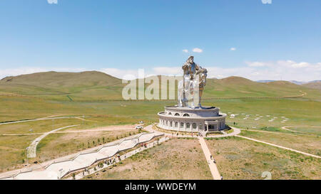 9th July, 2019: Aerial view of the Genghis Khan Equestrian Statue, Ulaanbaatar, Mongolia Stock Photo