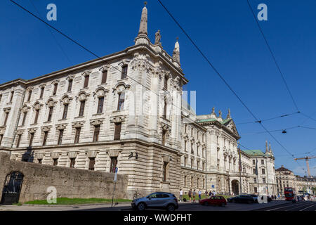 The Justizpalast Munich (Palace of Justice) home to Landgericht München (District Court Munich) in Munich, Bavaria, Germany. Stock Photo