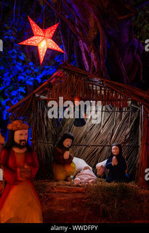 Rustic Christmas Cribs on display in Goa India Stock Photo