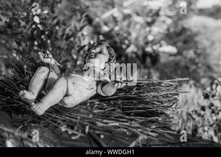 Rustic Christmas Cribs on display in Goa India Stock Photo