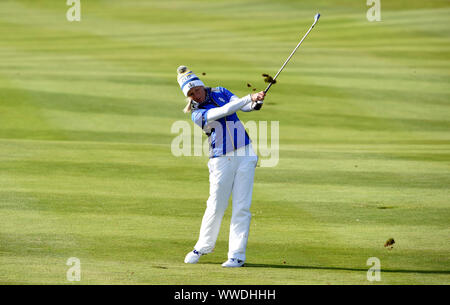 Team Europe's Suzann Pettersen on the 13th during the Singles match on day three of the 2019 Solheim Cup at Gleneagles Golf Club, Auchterarder. Stock Photo