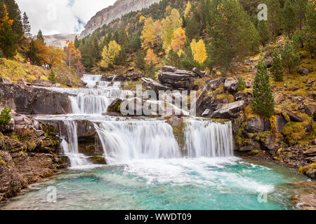 Waterfall of Gradas de Soaso, Ordesa Valley, National Park of Ordesa and Monte Perdido, Huesca, Spain Stock Photo
