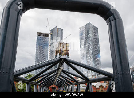 Deansgate Square development from Deansgate in Manchester. Stock Photo