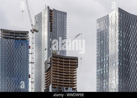 Deansgate Square development from Deansgate in Manchester. Stock Photo