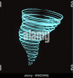 Light hurricane effect. Vector glowing tornado, swirling storm cone of shining stardust sparkles on transparent background Stock Vector