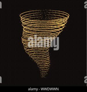 Light hurricane effect. Vector glowing tornado, swirling storm cone of shining stardust sparkles on transparent background Stock Vector