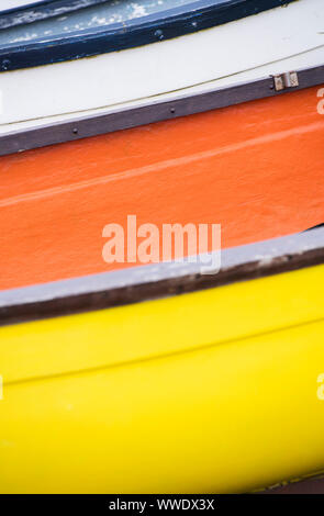 Abstract detail of colorful fishing boats Stock Photo